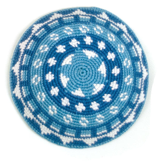 Hand Woven Square Potholder Cinnamon Blue Fair Trade Mayamam Weavers