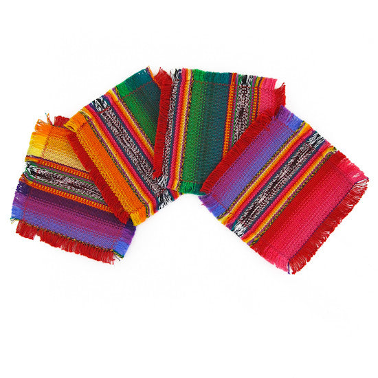 Fiesta Stripe Cotton Dinner Napkins, Bright Multi Color, Handwoven