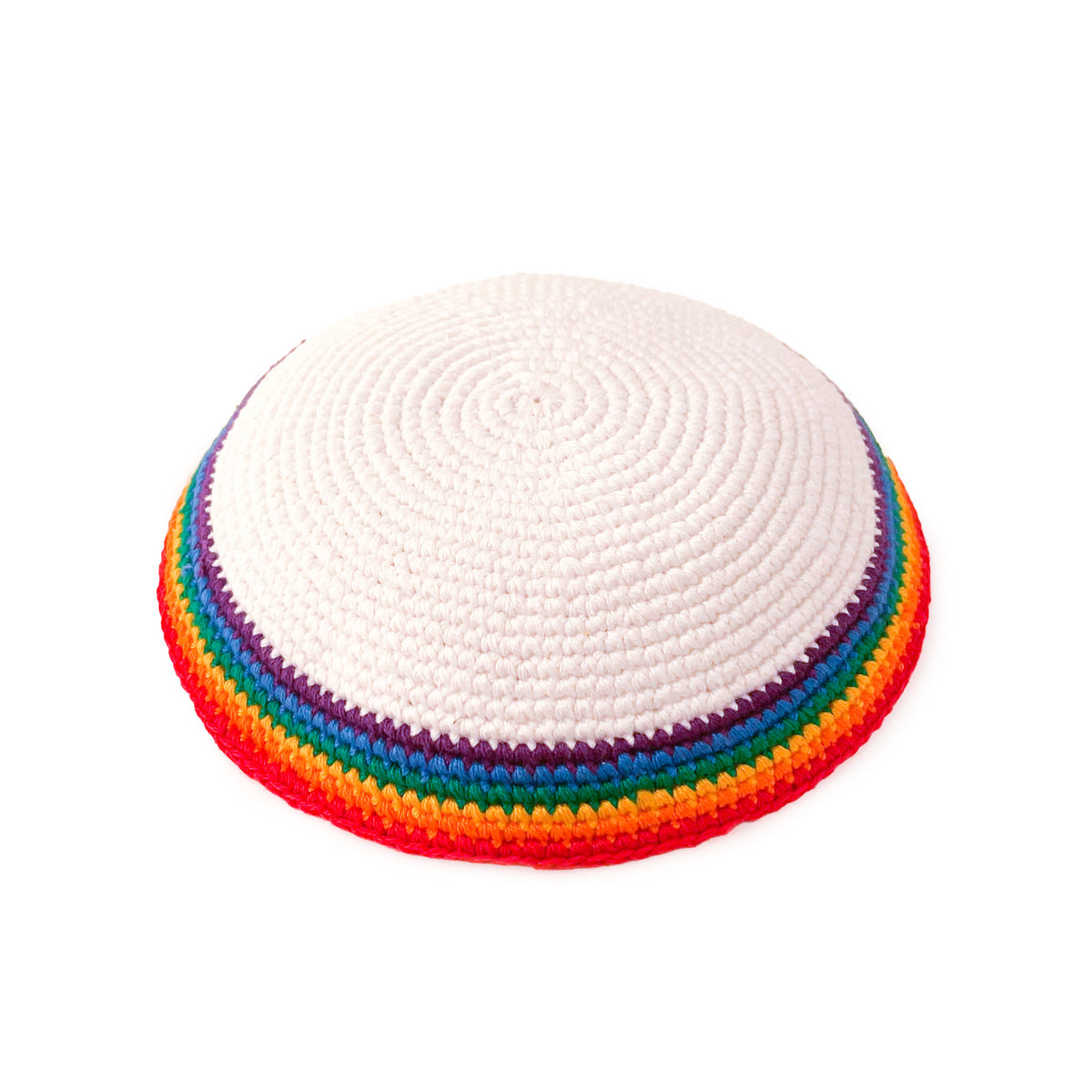 Rainbow Kippah in White