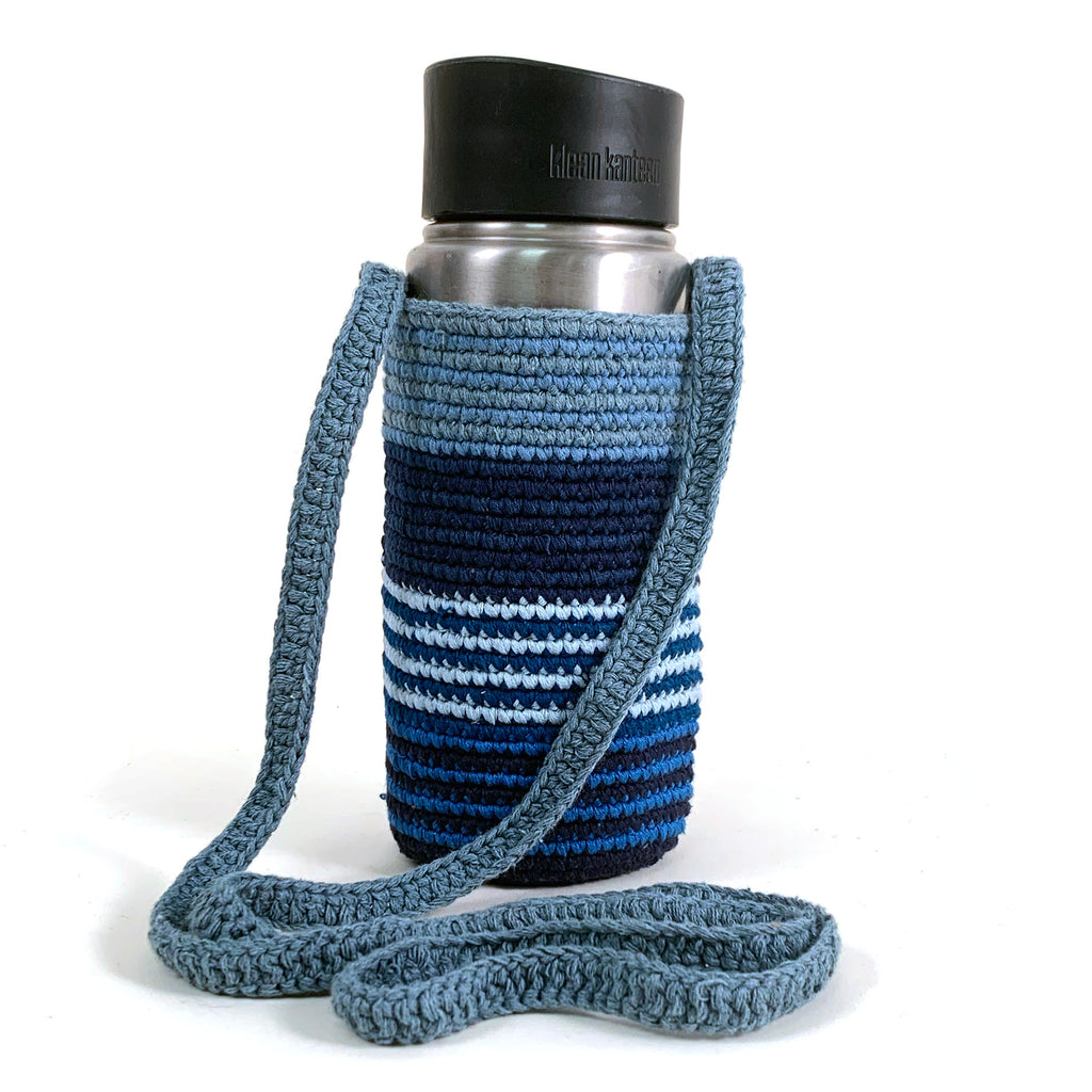 Crochet Water Bottle Holder From Upcycled Shopping Bags - Upcycle