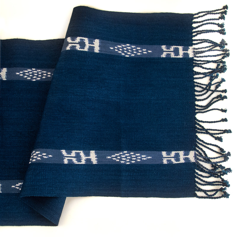 Indigo Jaspe Table Runner | Handwoven Ikat Table Linens Made in ...